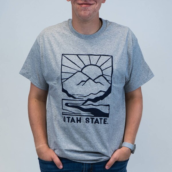 utah state scenic t-shirt gray